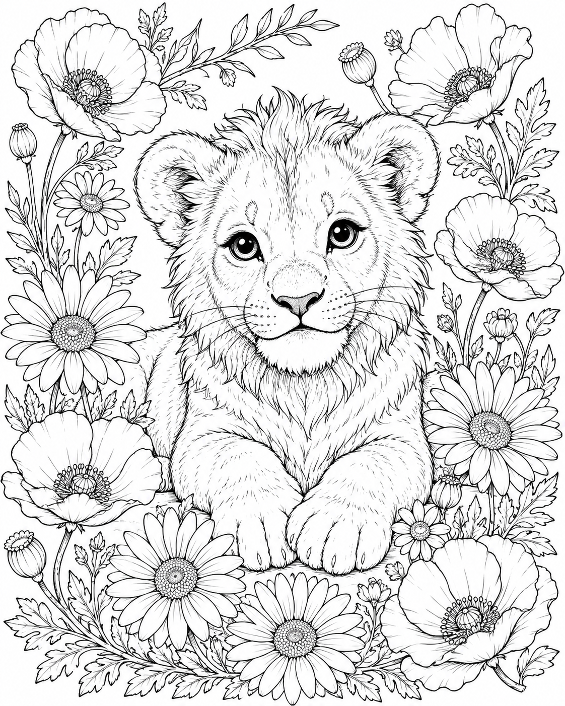 Cute Animal Line Art For Coloring