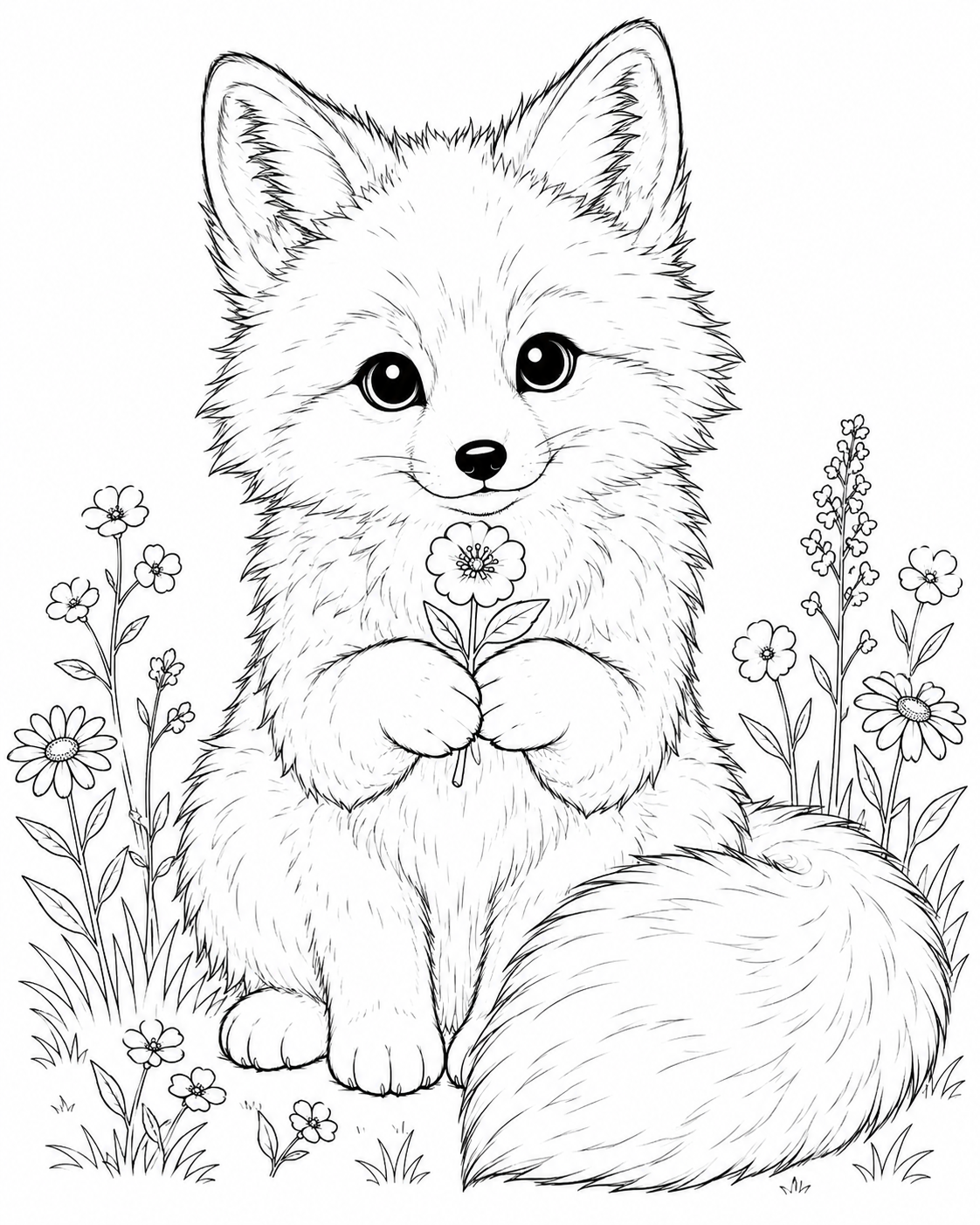 Cute Animal Line Art For Coloring