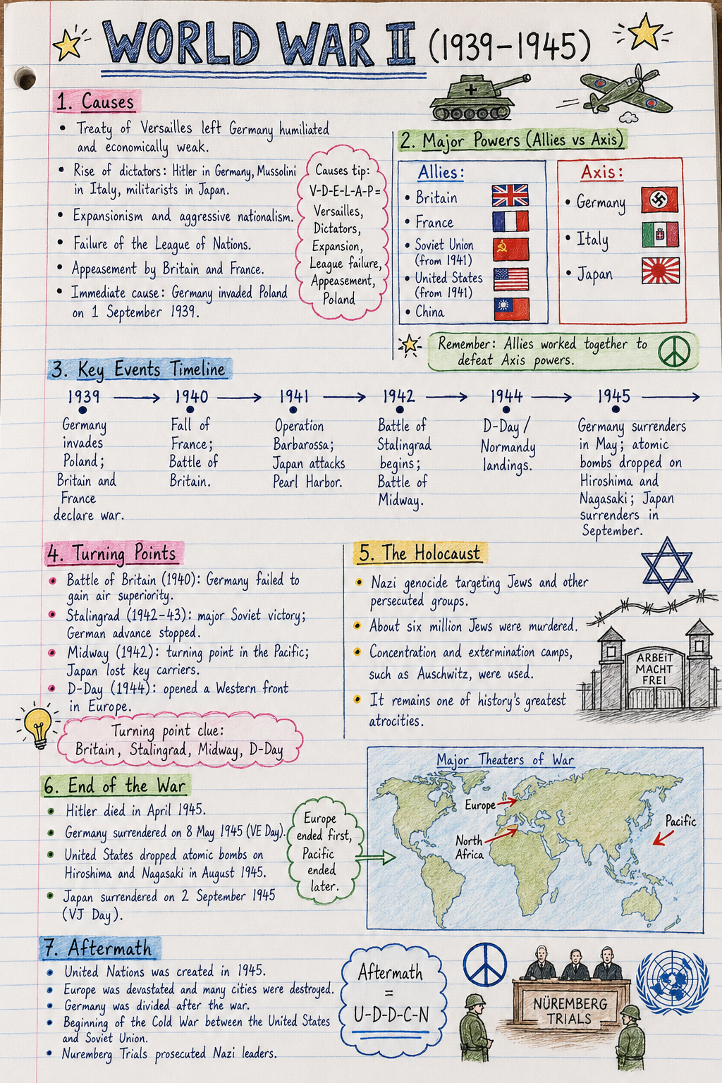 Handwritten Study Notes Generator — World War 2
