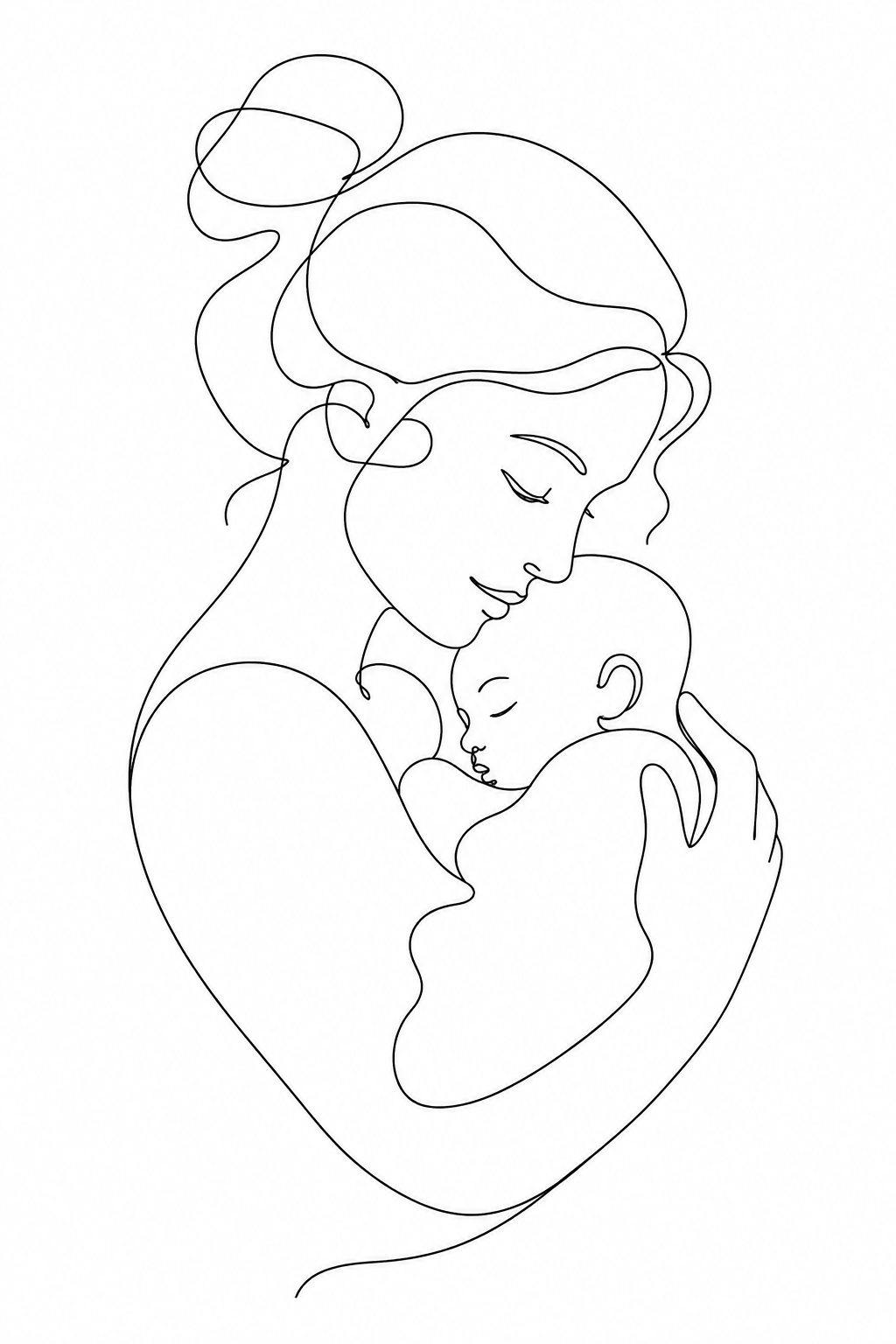 Minimalist Line Art Portrait Generator — Mother Baby