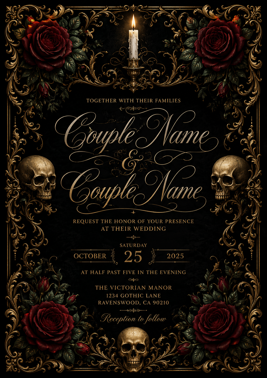 Gothic Elegant Wedding Invitations