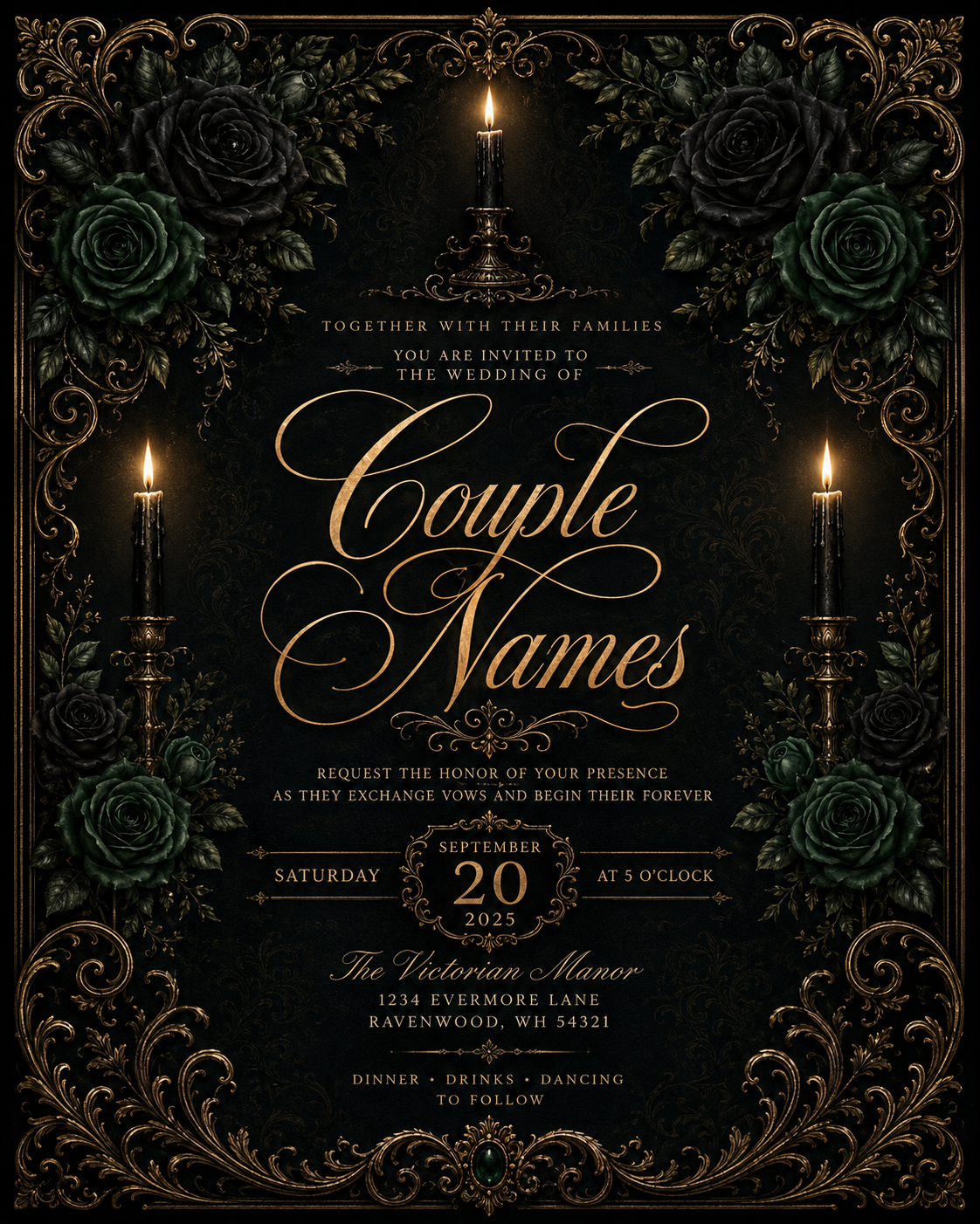 Gothic Elegant Wedding Invitations