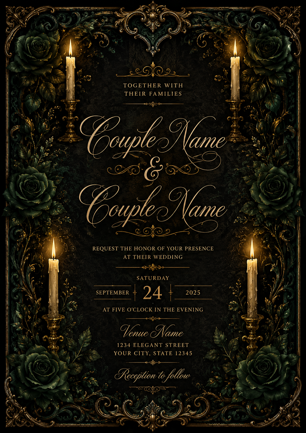 Gothic Elegant Wedding Invitations
