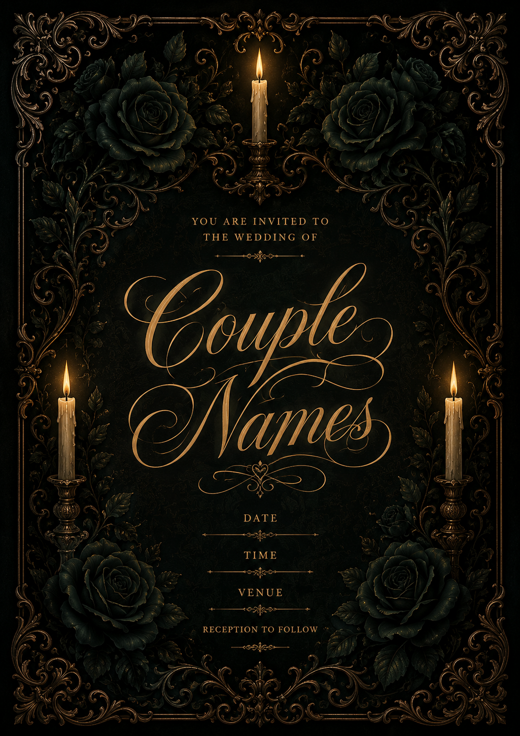 Gothic Elegant Wedding Invitations