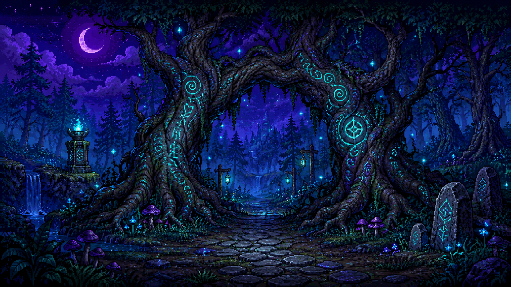 Pixel Art Environment Sets Background
