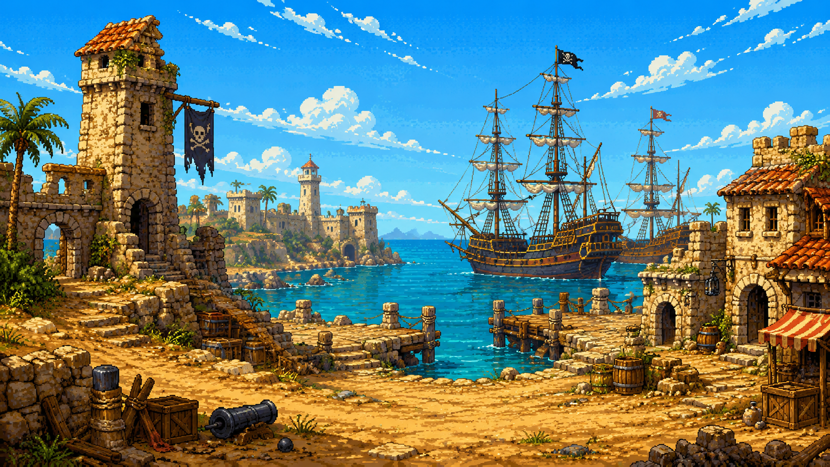 Pixel Art Environment Sets Background