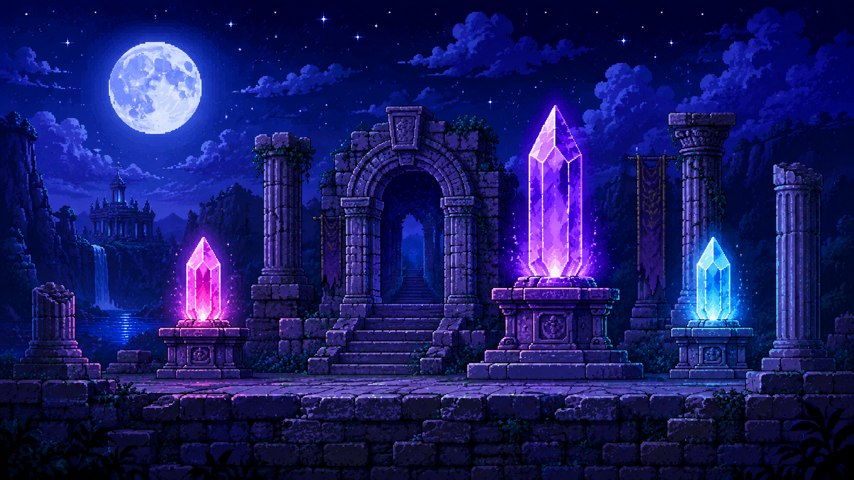 Pixel Art Environment Sets Background