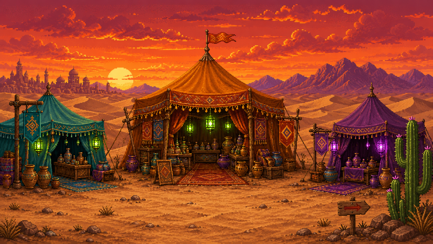 Pixel Art Environment Sets Background