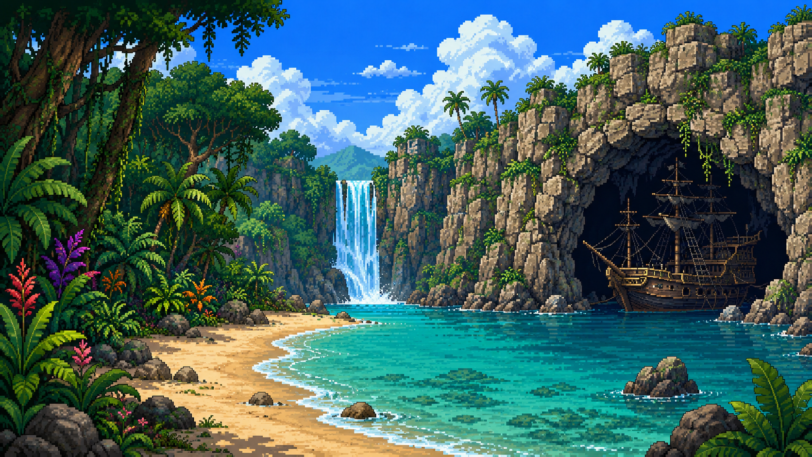Pixel Art Environment Sets Background