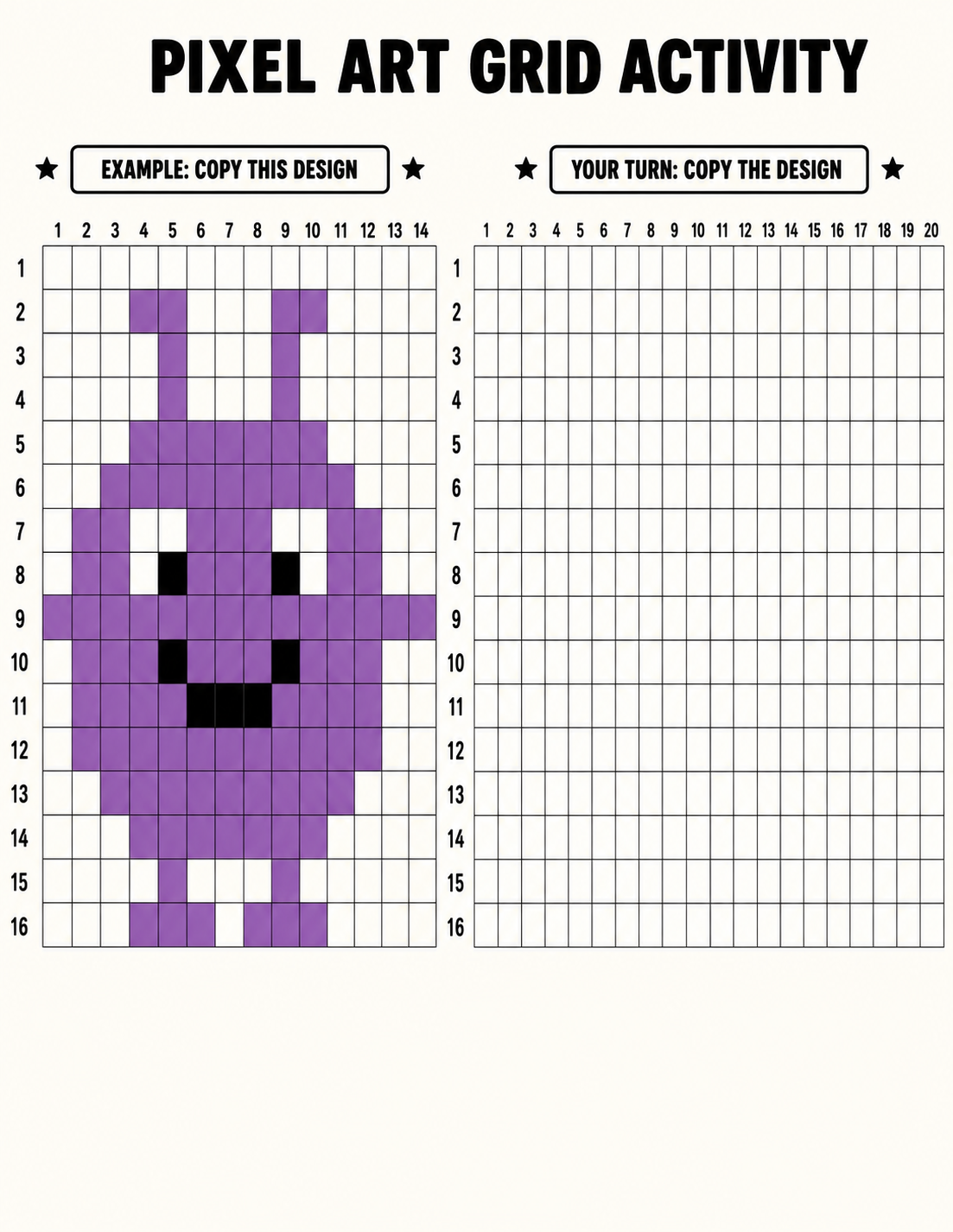 Pixel Art Grid Activities For Kids