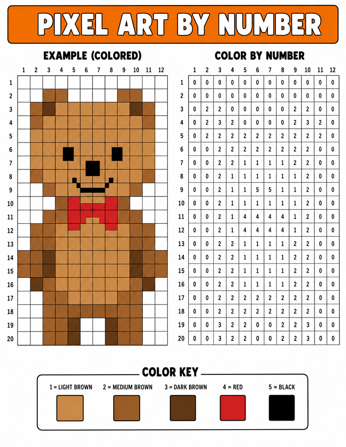 Pixel Art Grid Activities For Kids