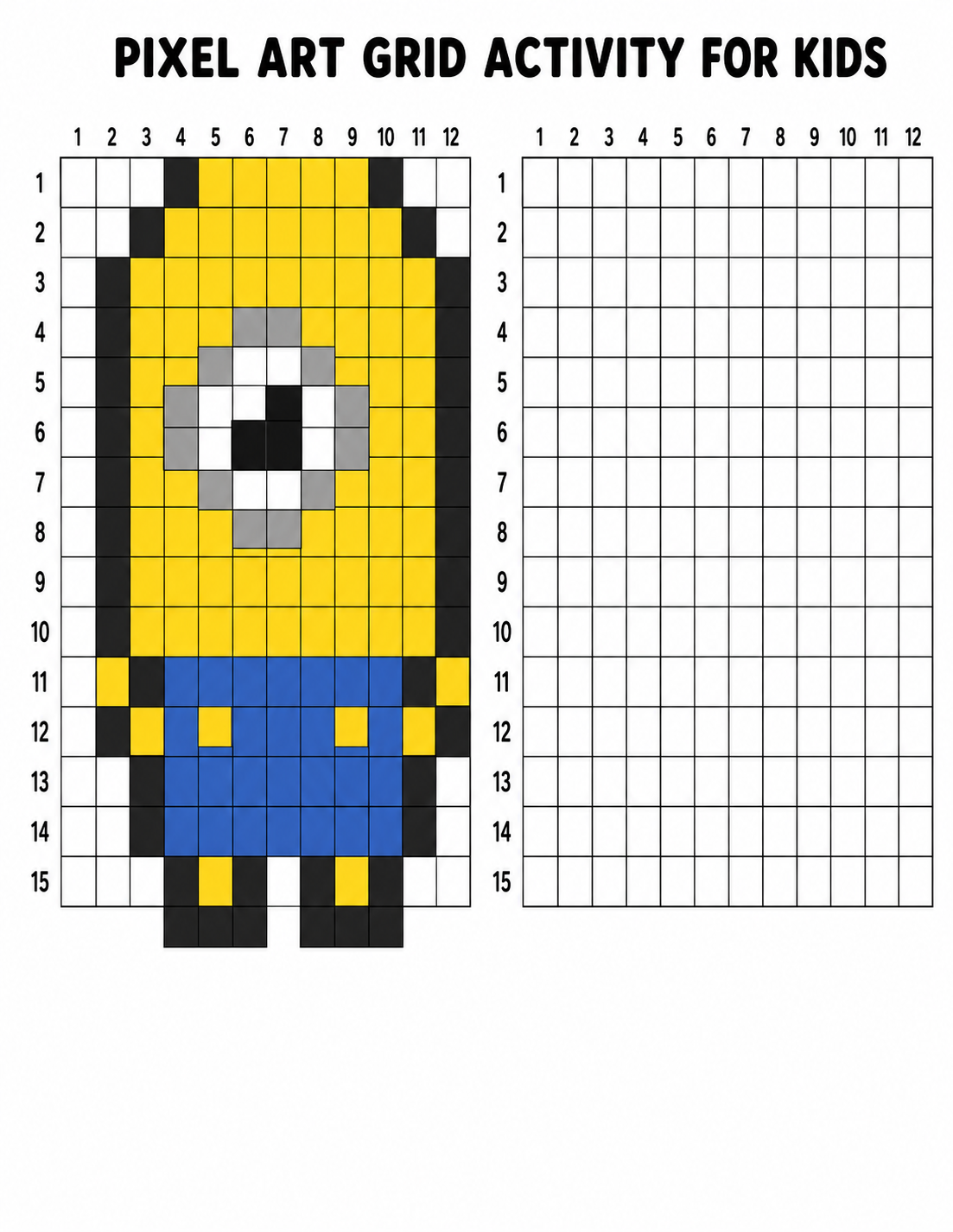Pixel Art Grid Activities For Kids