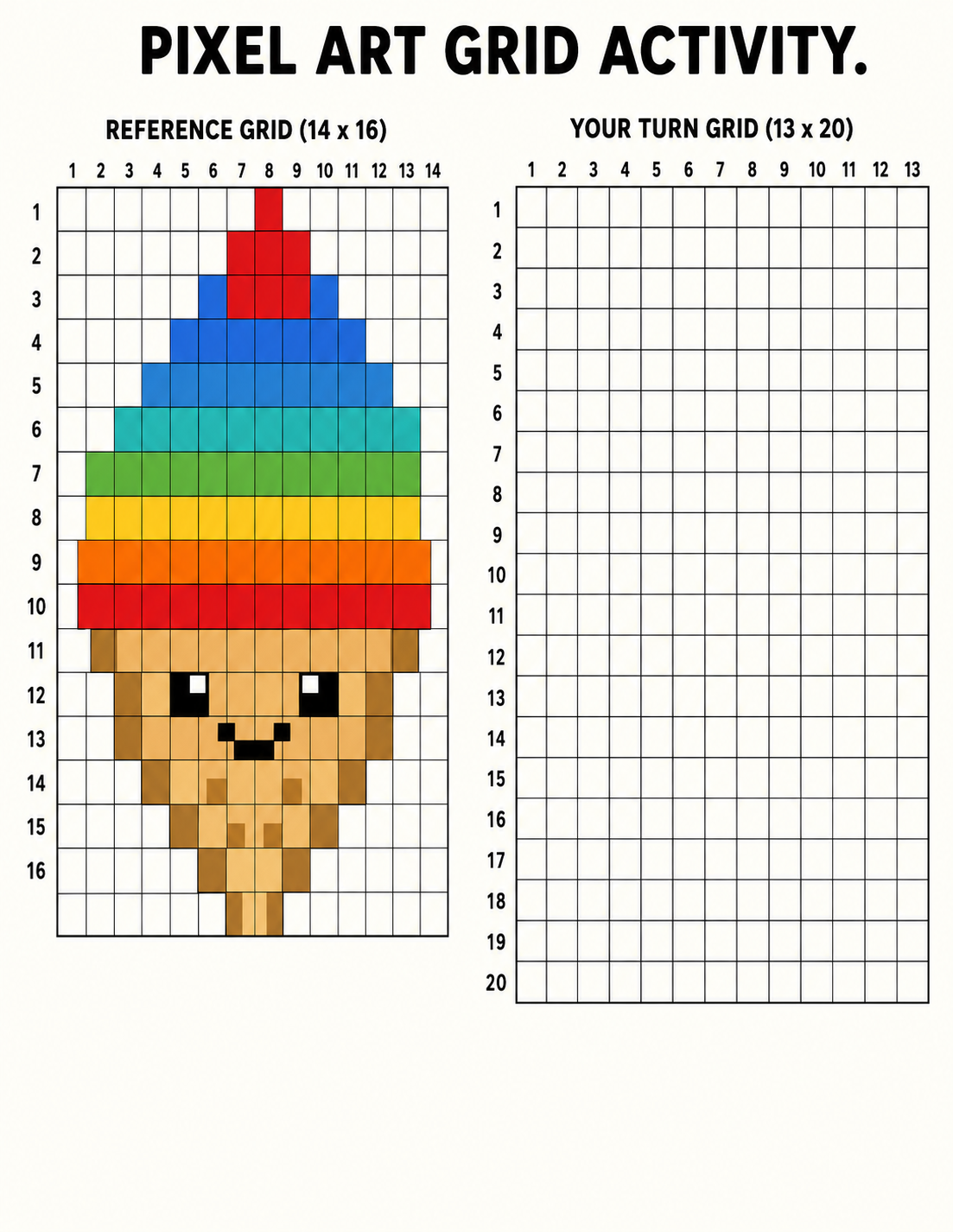 Pixel Art Grid Activities For Kids