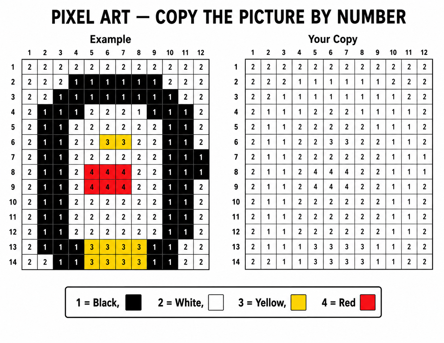 Pixel Art Grid Activities For Kids