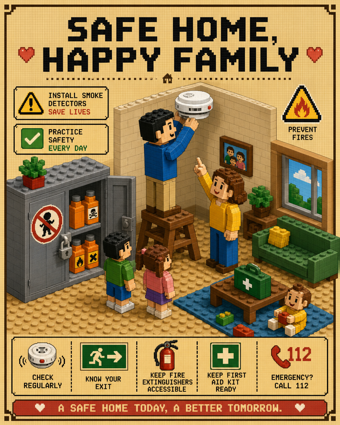 Pixel Art Safety Promotion Posters