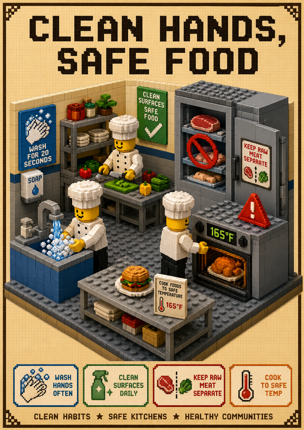 Pixel Art Safety Promotion Posters